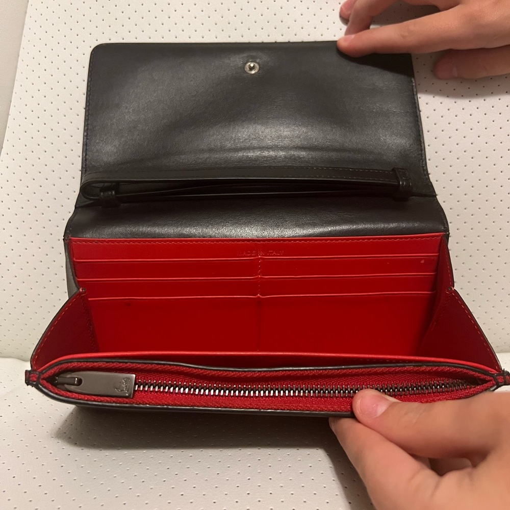 Christian Louboutin Black and Silver Studded clutch with wristlet, wallet - Picture 3 of 7